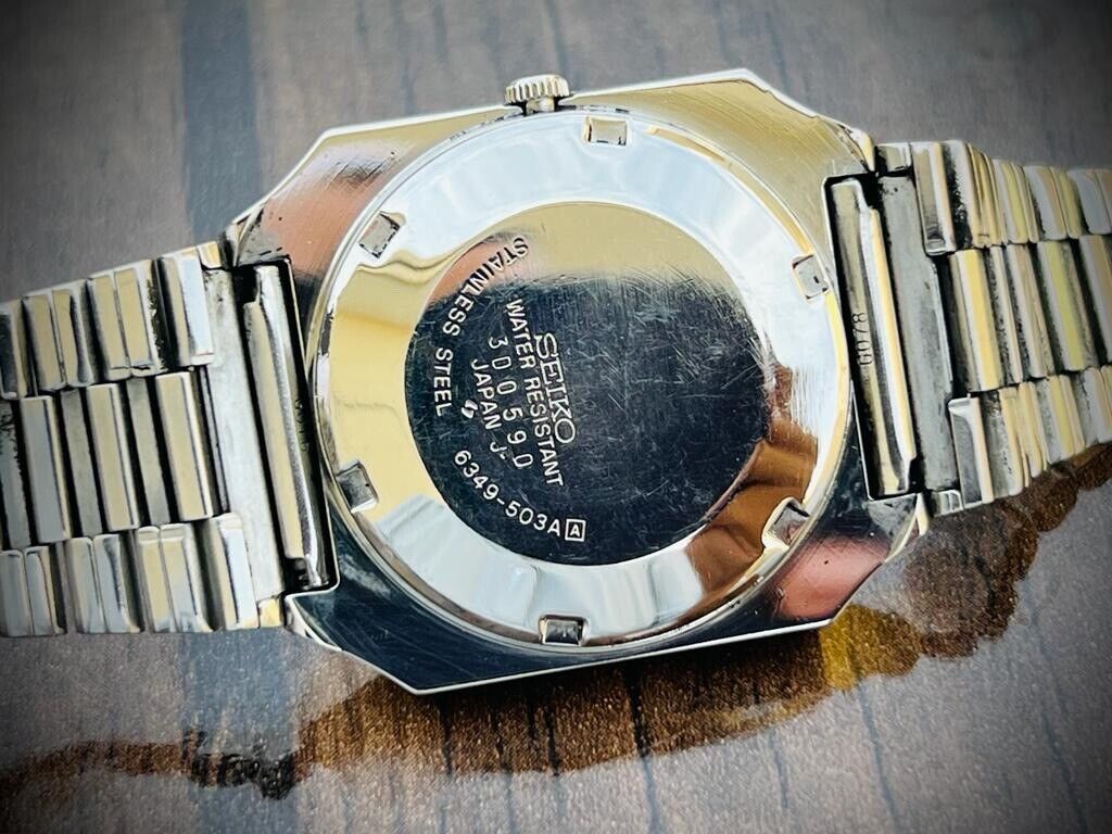 Vintage Seiko 5 Diamond Dial Automatic Mens Watch 35mm 6349-503A, Perfect - Grab A Watch Co