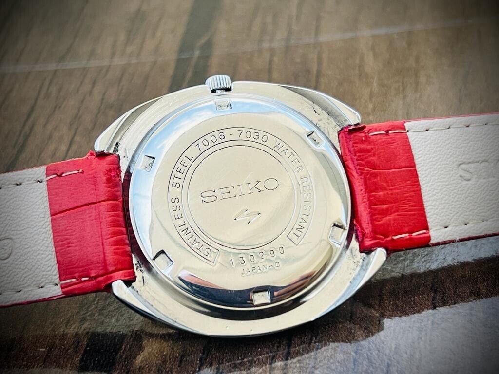 Vintage Seiko 5 Red/Black Dial Automatic Mens Watch, Japan 40mm, RARE - Grab A Watch Co