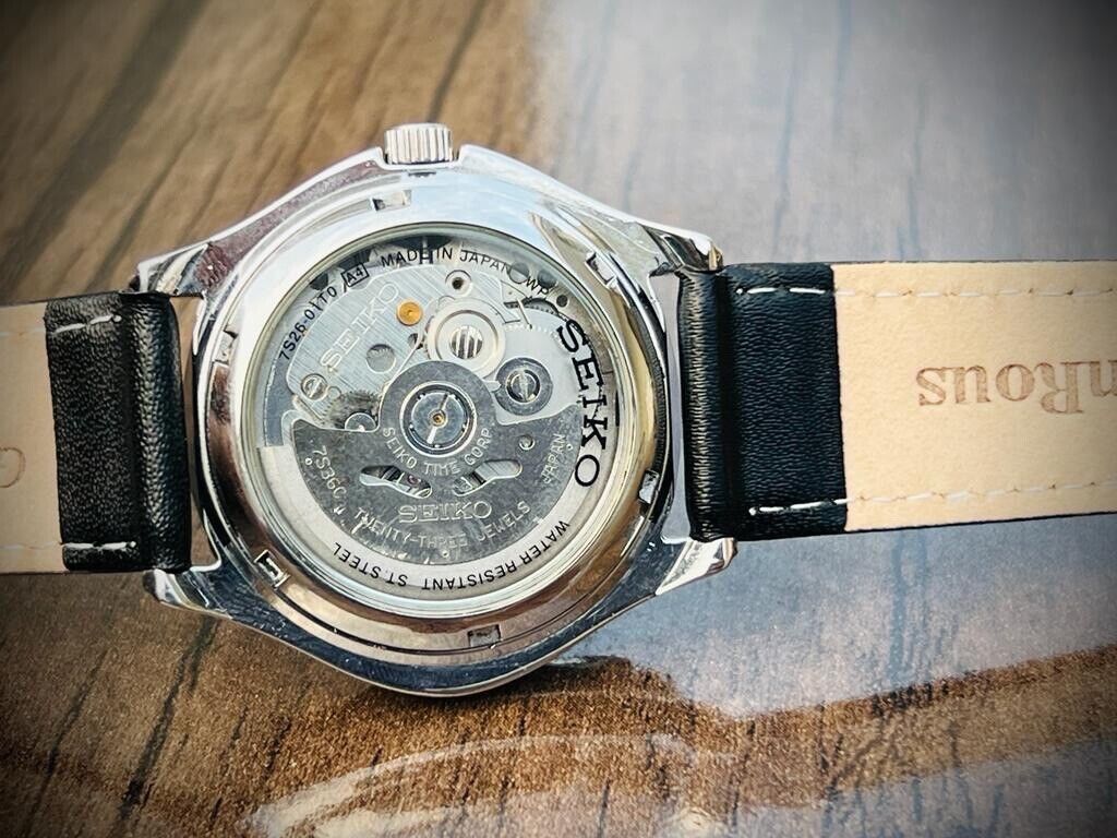 Vintage Seiko 5 Sports 100m Black Dial 7S36 Gents Watch, Japan made 40mm - Grab A Watch Co