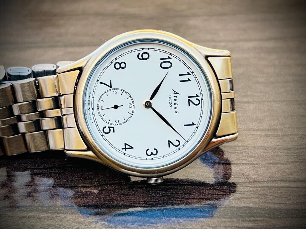 Vintage Seiko Avenue Sub Second Quartz 31mm Mens Watch, 2628-6140, Gold Plated - Grab A Watch Co