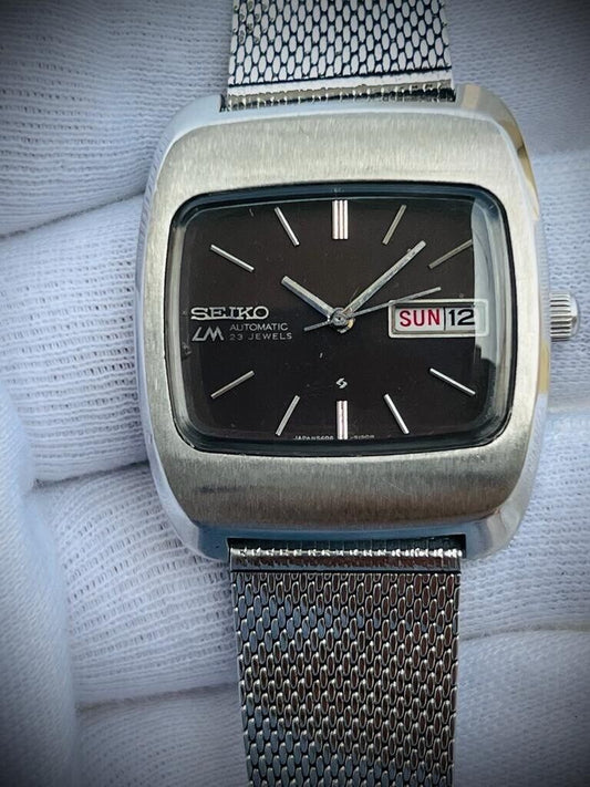 Vintage Seiko LM 23 Jewels Brown Dial Automatic 5606-5070 Mens Watch, 36mm - Grab A Watch Co