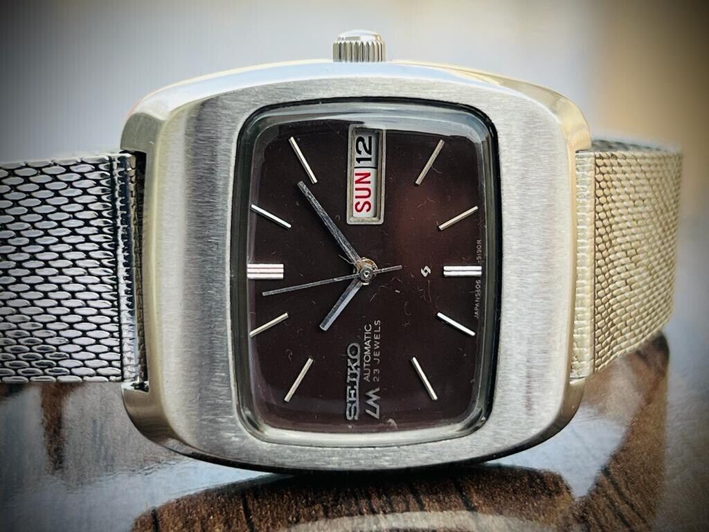 Vintage Seiko LM 23 Jewels Brown Dial Automatic 5606-5070 Mens Watch, 36mm - Grab A Watch Co