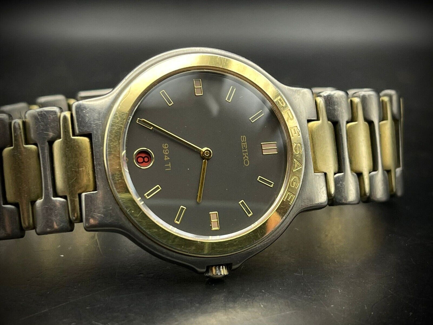 Vintage Seiko Presage 994TI 2/Tone Grey Dial Quartz Japan Made 32mm - Grab A Watch Co