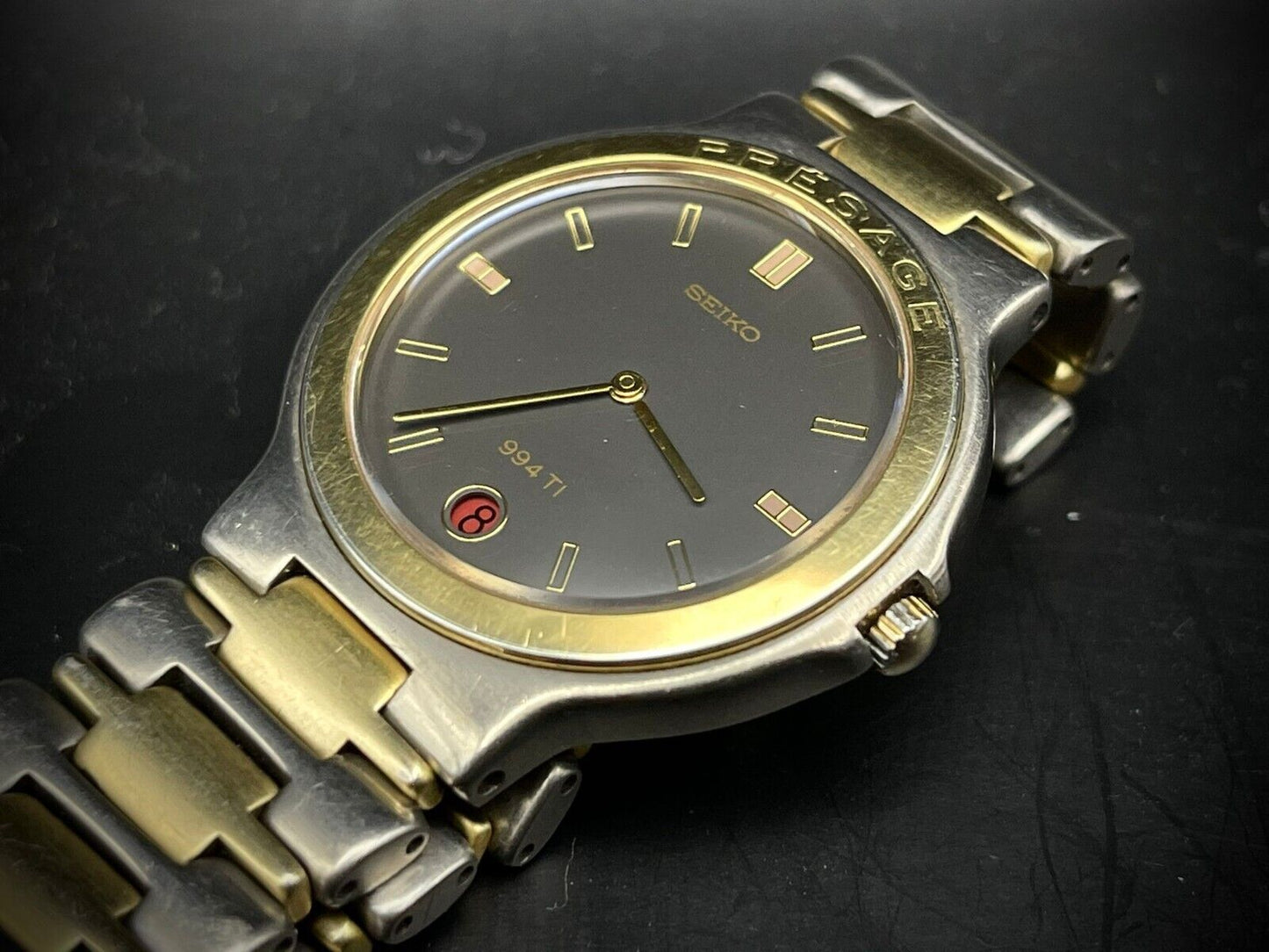 Vintage Seiko Presage 994TI 2/Tone Grey Dial Quartz Japan Made 32mm - Grab A Watch Co