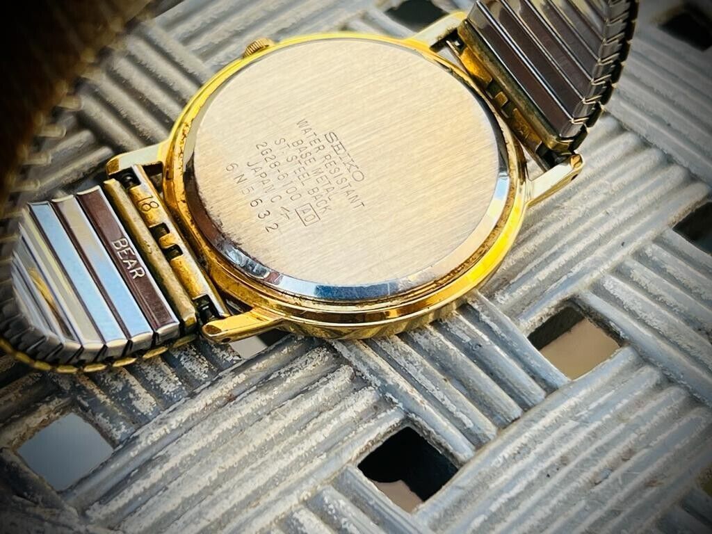 Vintage Seiko Quartz White Dial 34mm Mens Watch, 2G28-6100 Made in Japan - Grab A Watch Co