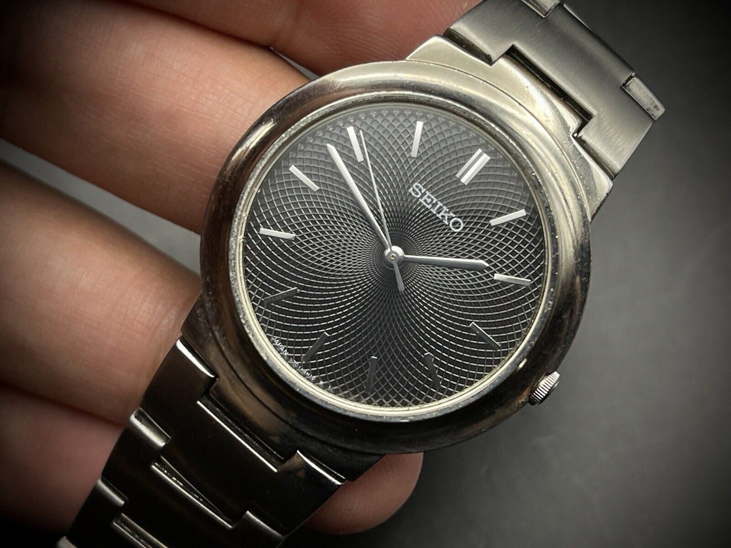 Vintage Seiko Spider Web Dial Rare Quartz Slim 34mm Gents Watch, Japan Made - Grab A Watch Co
