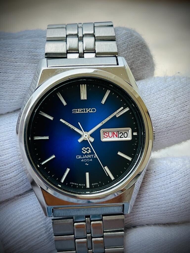 Vintage Seiko SQ 4004 Quartz Blue Dial 37mm Gents Watch, Stunning Japan Made - Grab A Watch Co