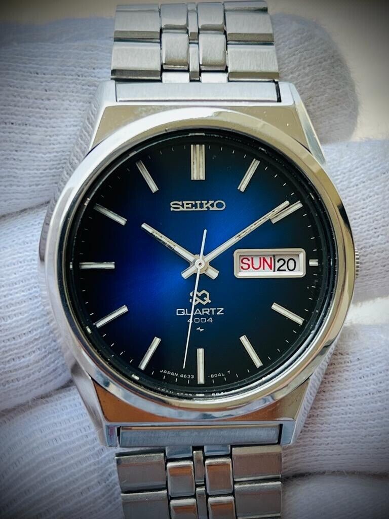 Vintage Seiko SQ 4004 Quartz Blue Dial 37mm Gents Watch, Stunning Japan Made - Grab A Watch Co