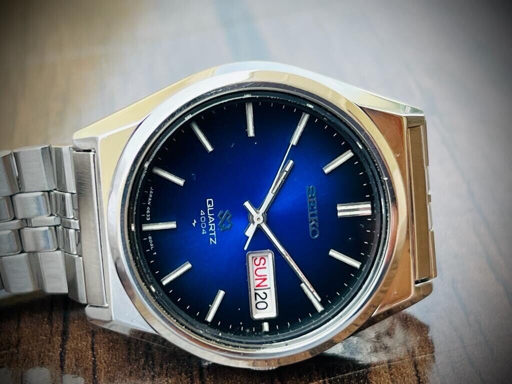 Vintage Seiko SQ 4004 Quartz Blue Dial 37mm Gents Watch, Stunning Japan Made - Grab A Watch Co