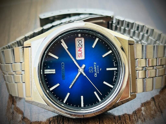 Vintage Seiko SQ 4004 Quartz Blue Dial 37mm Gents Watch, Stunning Japan Made - Grab A Watch Co