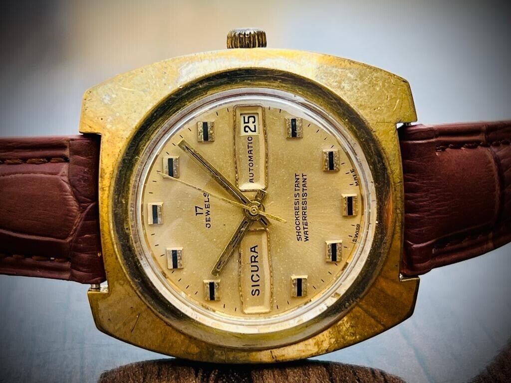 Vintage Sicura Ultra Rare Dial Automatic 38mm Mens Swiss Watch - Grab A Watch Co