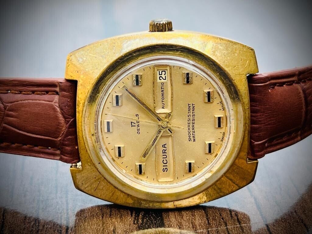 Vintage Sicura Ultra Rare Dial Automatic 38mm Mens Swiss Watch - Grab A Watch Co
