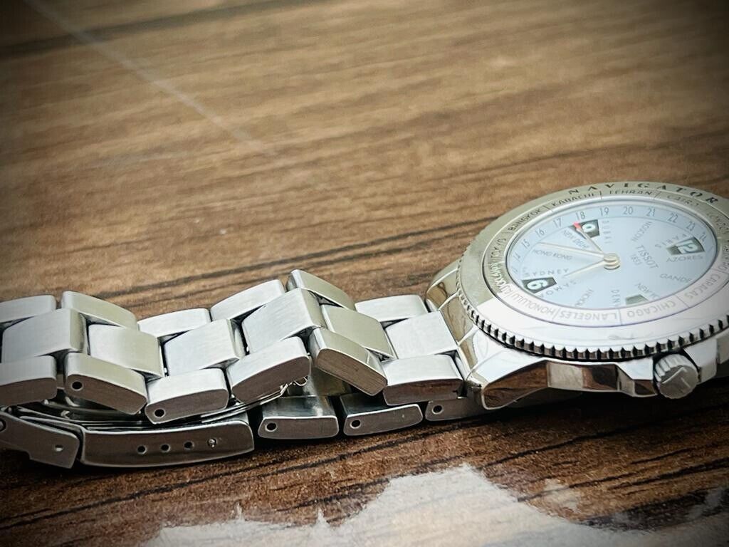 Vintage Tissot Navigator N250 World Timer Men's Watch Quartz 42mm Swiss, Perfect - Grab A Watch Co