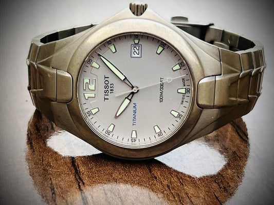 Vintage Tissot Titanium 100m Quartz Gents Watch T760, Perfect 41mm Swiss Made - Grab A Watch Co