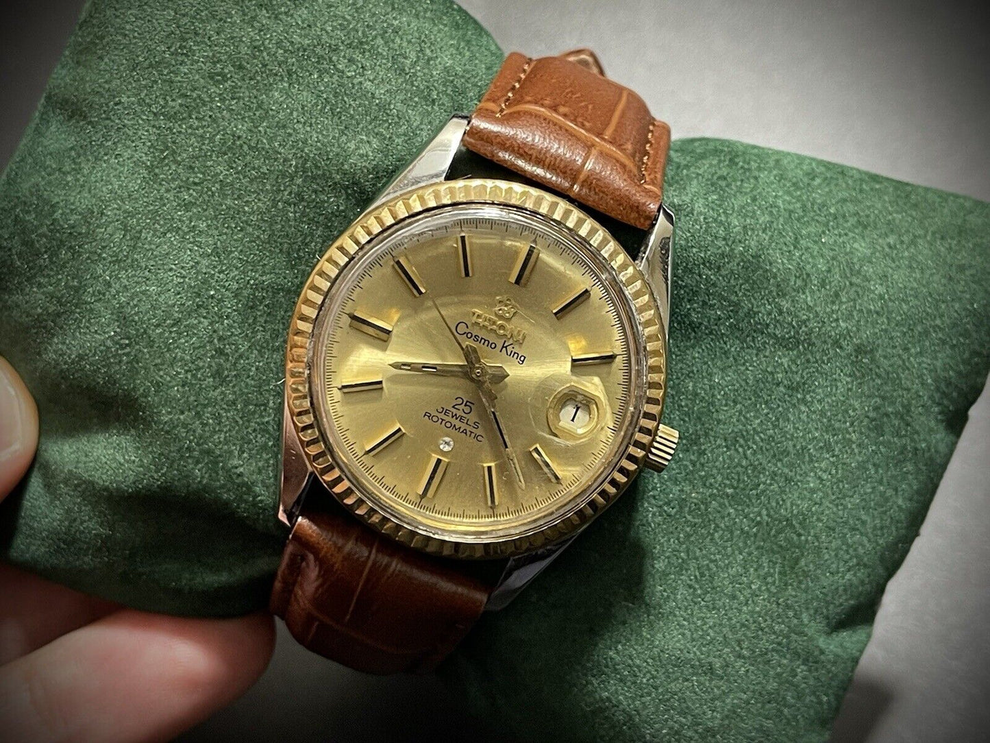 Vintage Titoni Cosmo King 25 Jewels Champagne Dial 36mm ETA 2783 Gents Watch - Grab A Watch Co