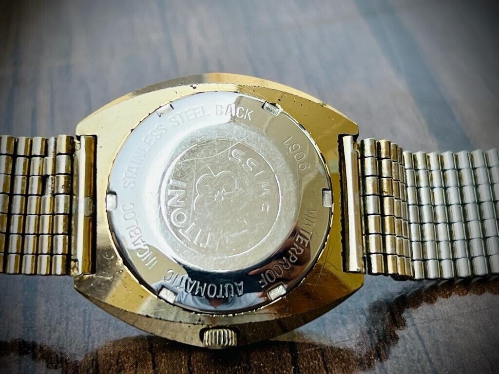 Vintage Titoni Romatic Eye Catching Dial Mens Watch, RARE Gold Plated 36mm - Grab A Watch Co