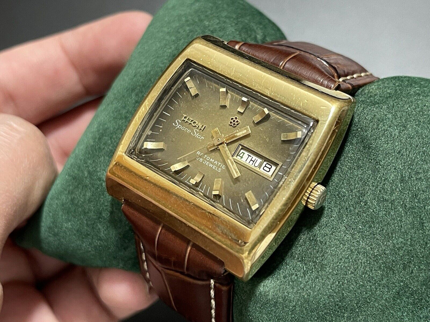 Vintage Titoni Space Star Unique Dial 37mm Rotomatic TV Shape Gents Watch, Swiss - Grab A Watch Co