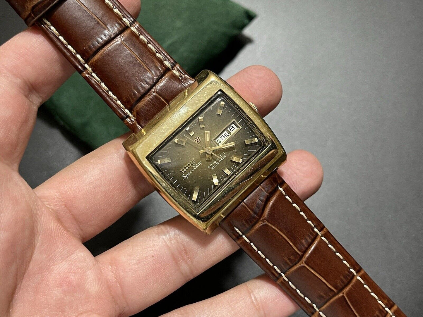 Vintage Titoni Space Star Unique Dial 37mm Rotomatic TV Shape Gents Watch, Swiss - Grab A Watch Co