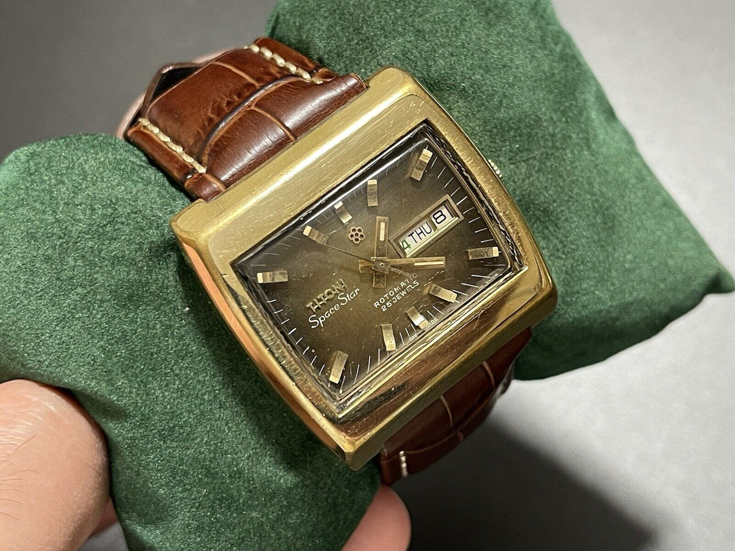 Vintage Titoni Space Star Unique Dial 37mm Rotomatic TV Shape Gents Watch, Swiss - Grab A Watch Co