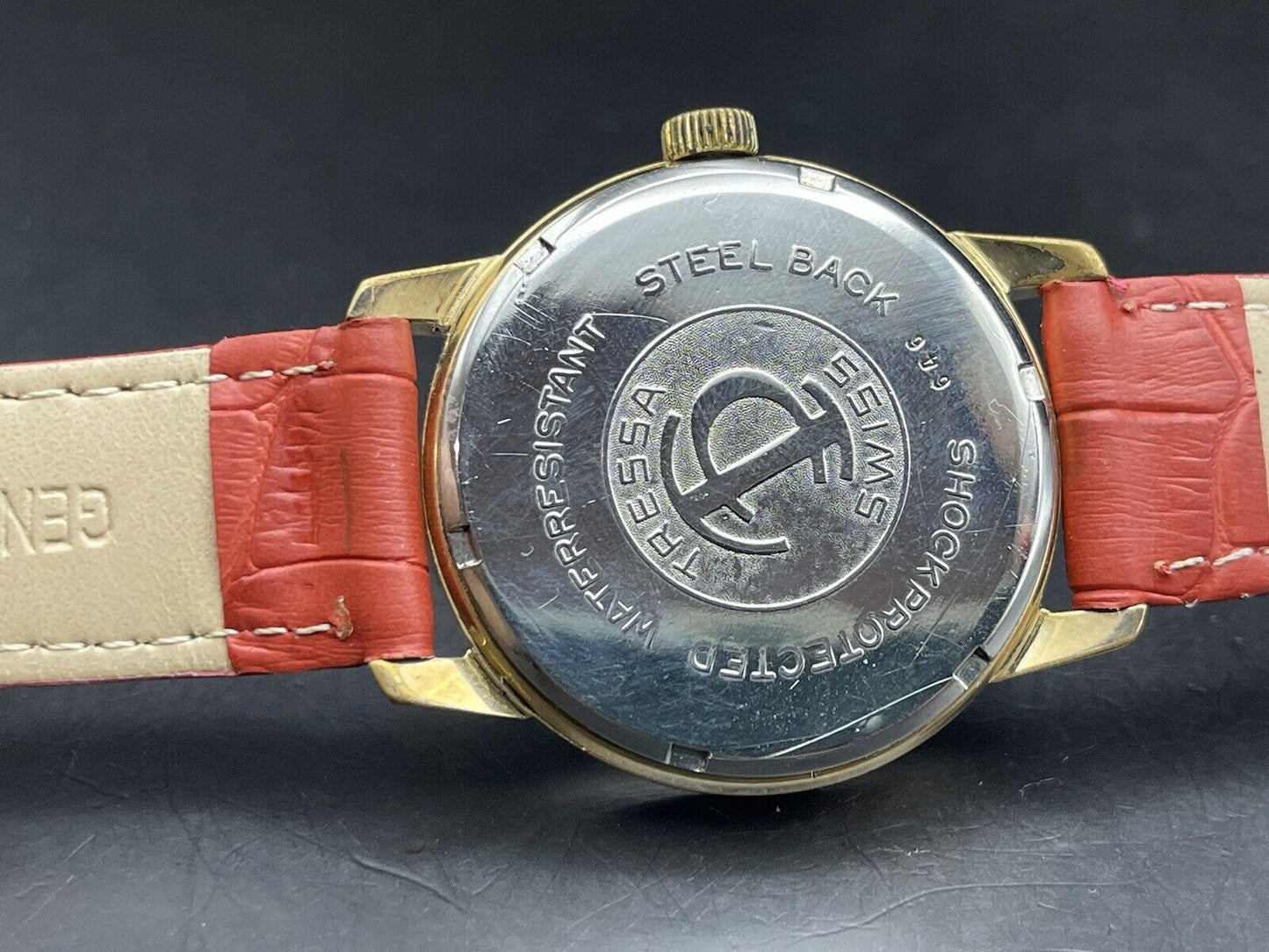 Vintage Tressa Red Manual Wind Mens Swiss Watch 35mm - Grab A Watch Co