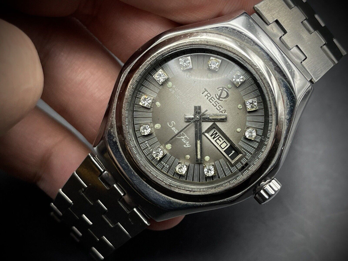 Vintage Tressa Sea Fury Diamond Dial 38mm Automatic Gents Watch, Swiss Made - Grab A Watch Co
