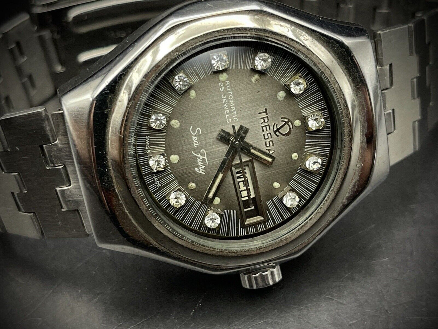 Vintage Tressa Sea Fury Diamond Dial 38mm Automatic Gents Watch, Swiss Made - Grab A Watch Co