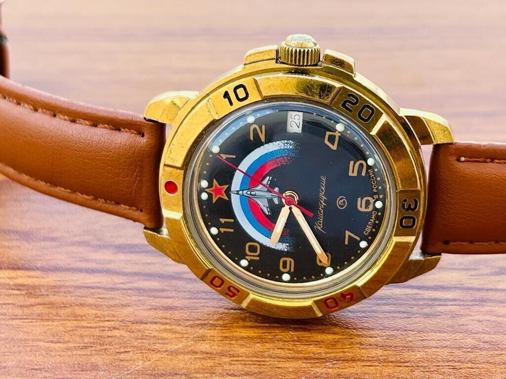 Vintage Vostok Komandirskie Air Force USSR Soviet Gents Watch Manual Wind 40mm - Grab A Watch Co