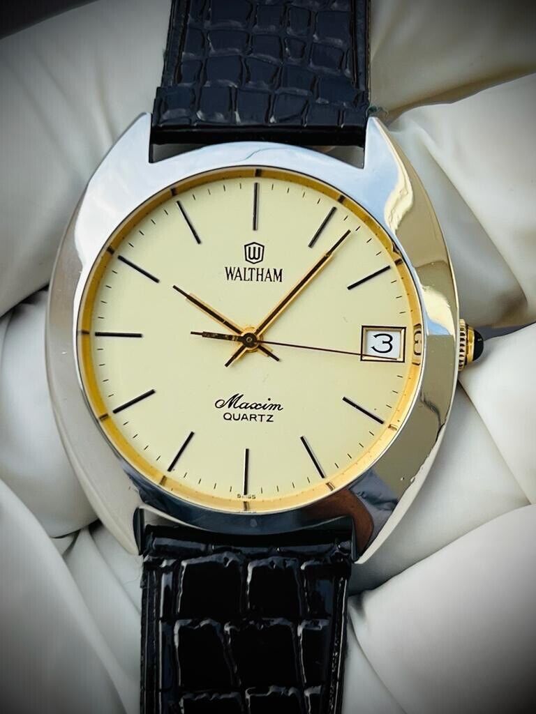 Vintage Waltham Maxim Quartz 35mm Gents Watch, Swiss made, NOS 2101100 - Grab A Watch Co