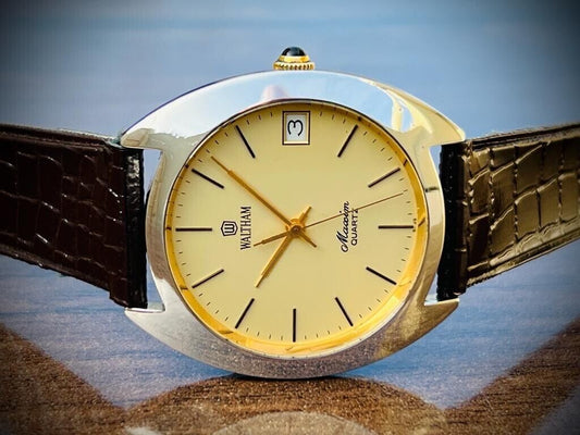 Vintage Waltham Maxim Quartz 35mm Gents Watch, Swiss made, NOS 2101100 - Grab A Watch Co