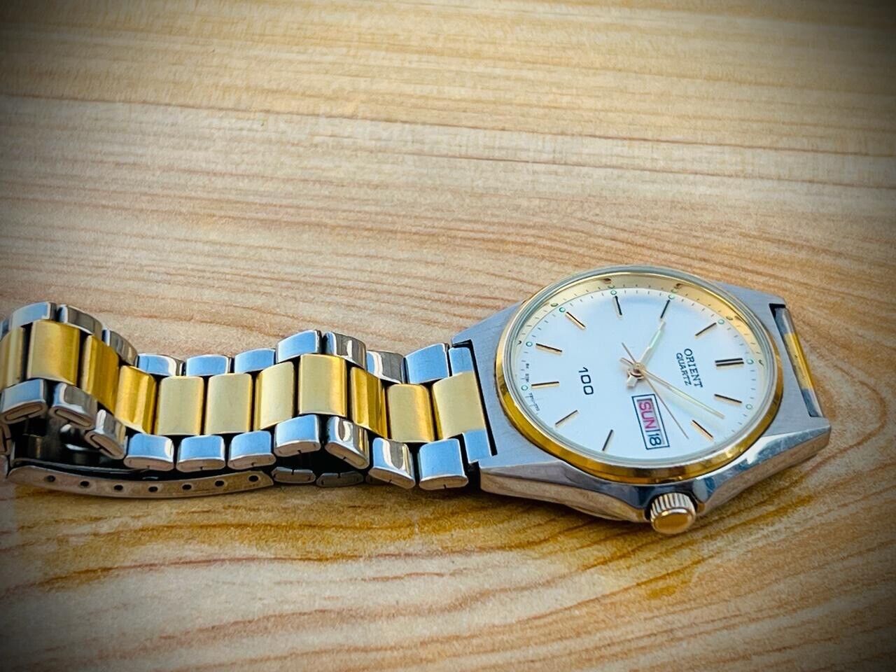Vintage Watch Orient 100 2/Tone Quartz Mens Watch, Japan Made 35mm - Grab A Watch Co