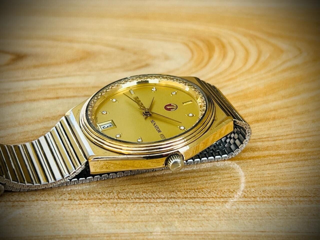 Vintage Watch Rado Senator Diamond Dial Automatic Mens Watch 34mm ETA 2892 Gold - Grab A Watch Co