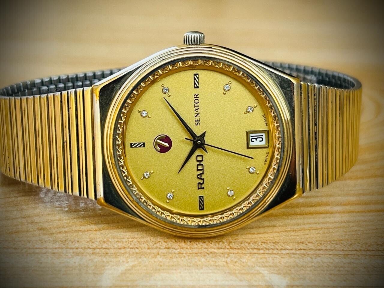 Vintage Watch Rado Senator Diamond Dial Automatic Mens Watch 34mm ETA 2892 Gold - Grab A Watch Co