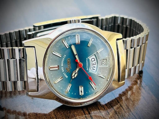 Vintage West End 2 Shade Blue Dial 35mm Automatic Mens Watch, Swiss - Grab A Watch Co