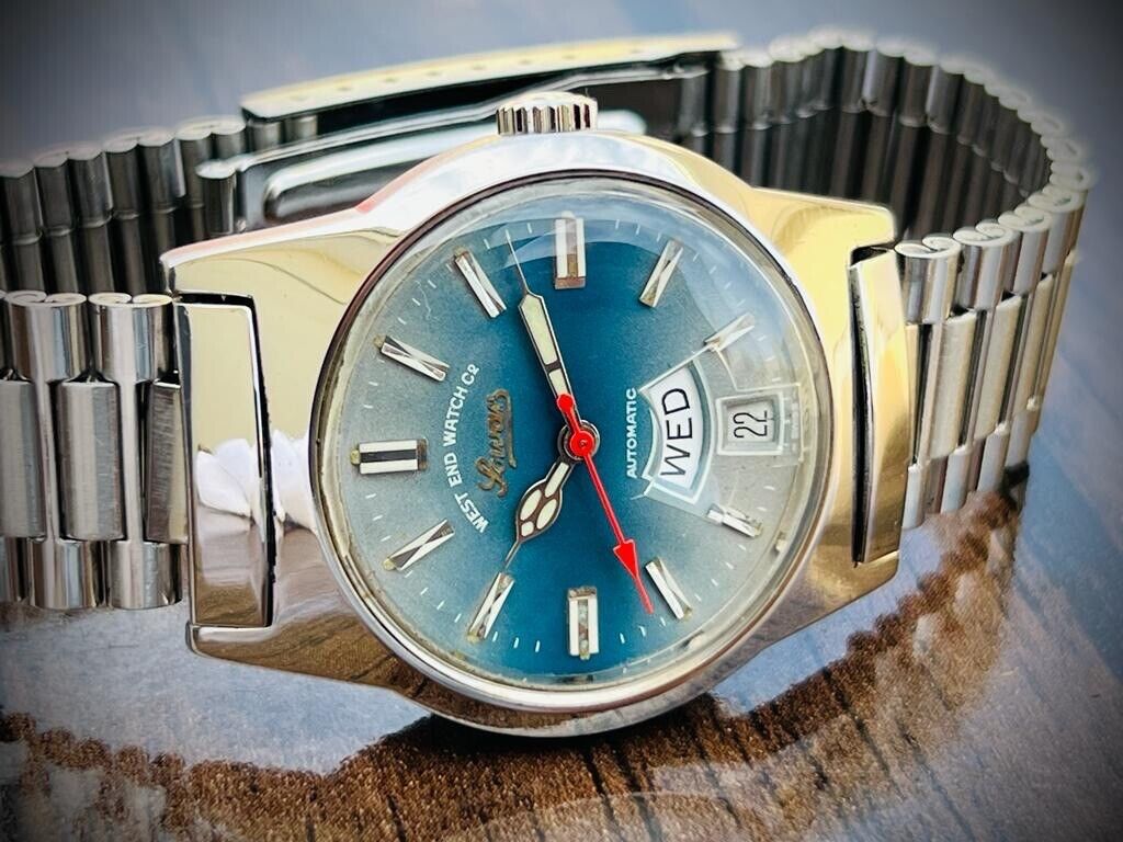 Vintage West End 2 Shade Blue Dial 35mm Automatic Mens Watch, Swiss - Grab A Watch Co