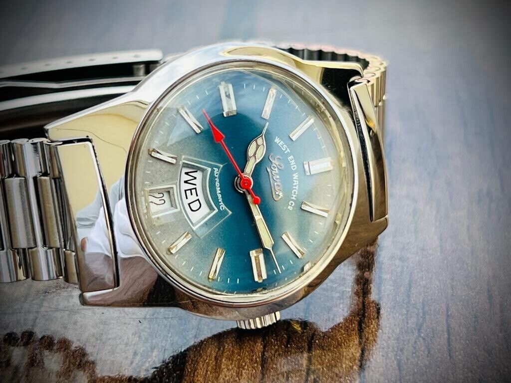Vintage West End 2 Shade Blue Dial 35mm Automatic Mens Watch, Swiss - Grab A Watch Co