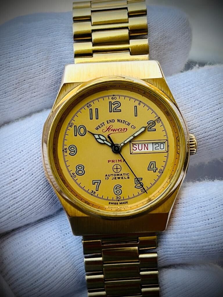 Vintage West End All Gold 35mm Automatic Gents Watch Swiss Made, Rare Model - Grab A Watch Co