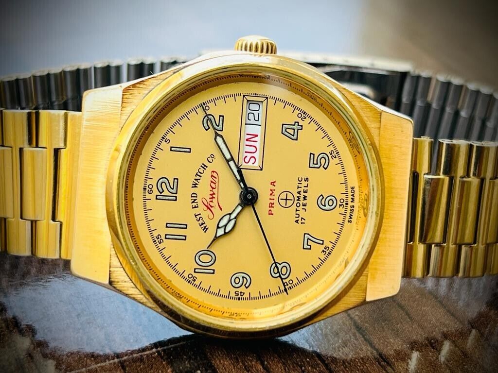 Vintage West End All Gold 35mm Automatic Gents Watch Swiss Made, Rare Model - Grab A Watch Co