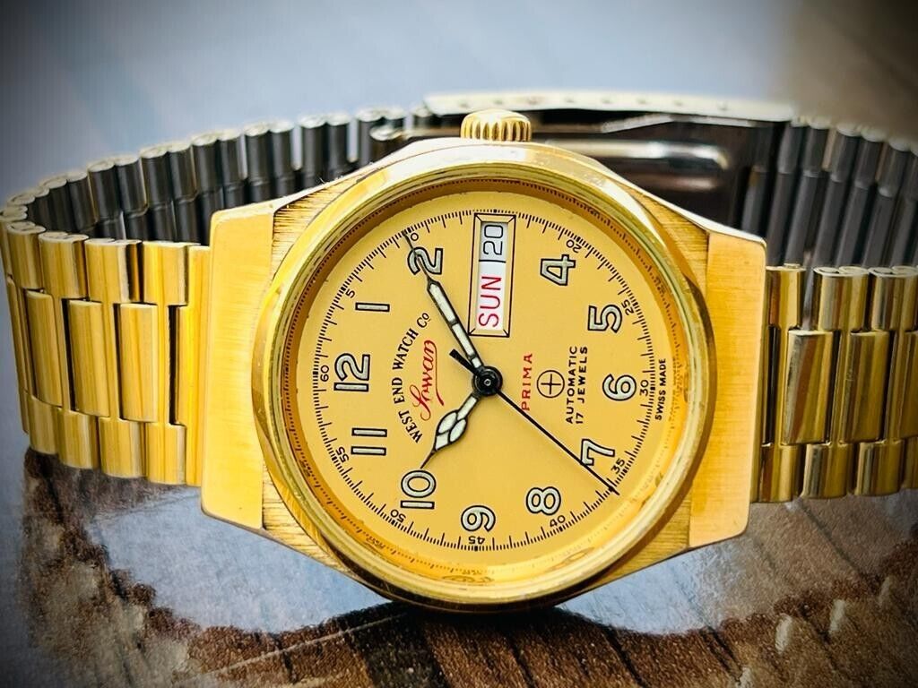 Vintage West End All Gold 35mm Automatic Gents Watch Swiss Made, Rare Model - Grab A Watch Co