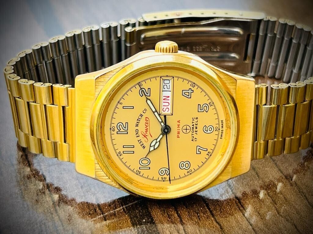 Vintage West End All Gold 35mm Automatic Gents Watch Swiss Made, Rare Model - Grab A Watch Co