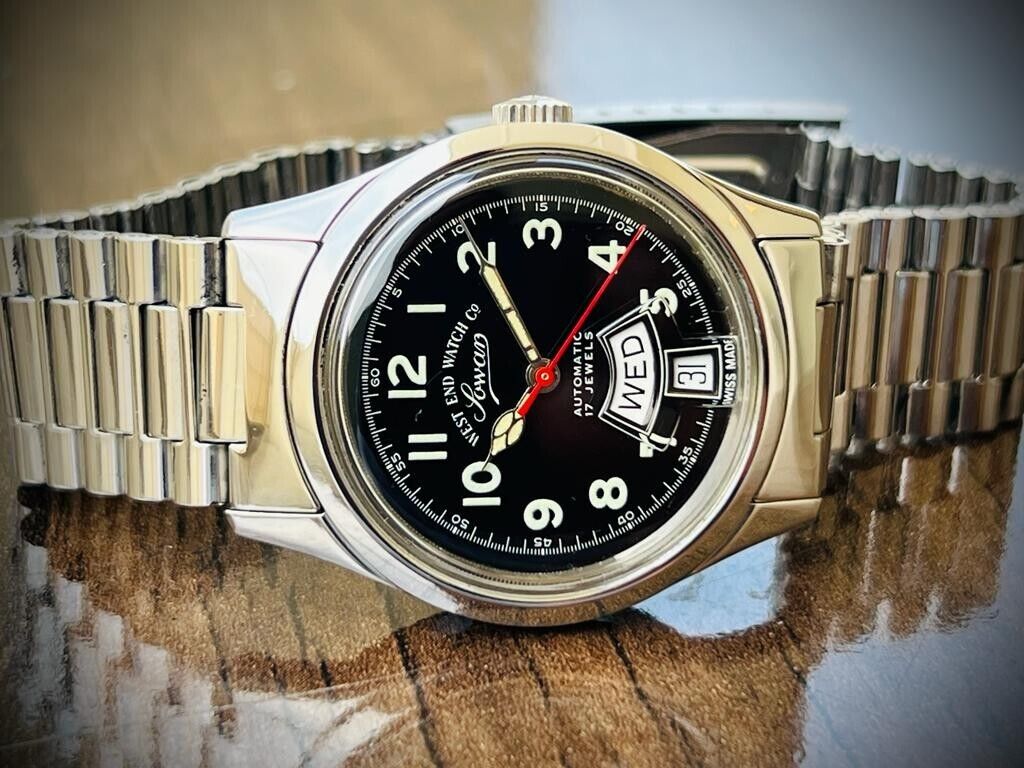 Vintage West End Black Dial 34mm Automatic Gents Watch Swiss Made, Perfect - Grab A Watch Co