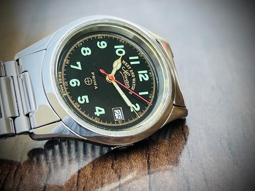 Vintage West End Black Dial 34mm Quartz Gents Watch Swiss Made, Perfect - Grab A Watch Co