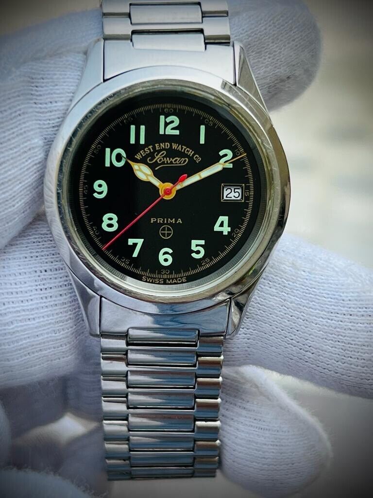 Vintage West End Black Dial 34mm Quartz Gents Watch Swiss Made, Perfect - Grab A Watch Co