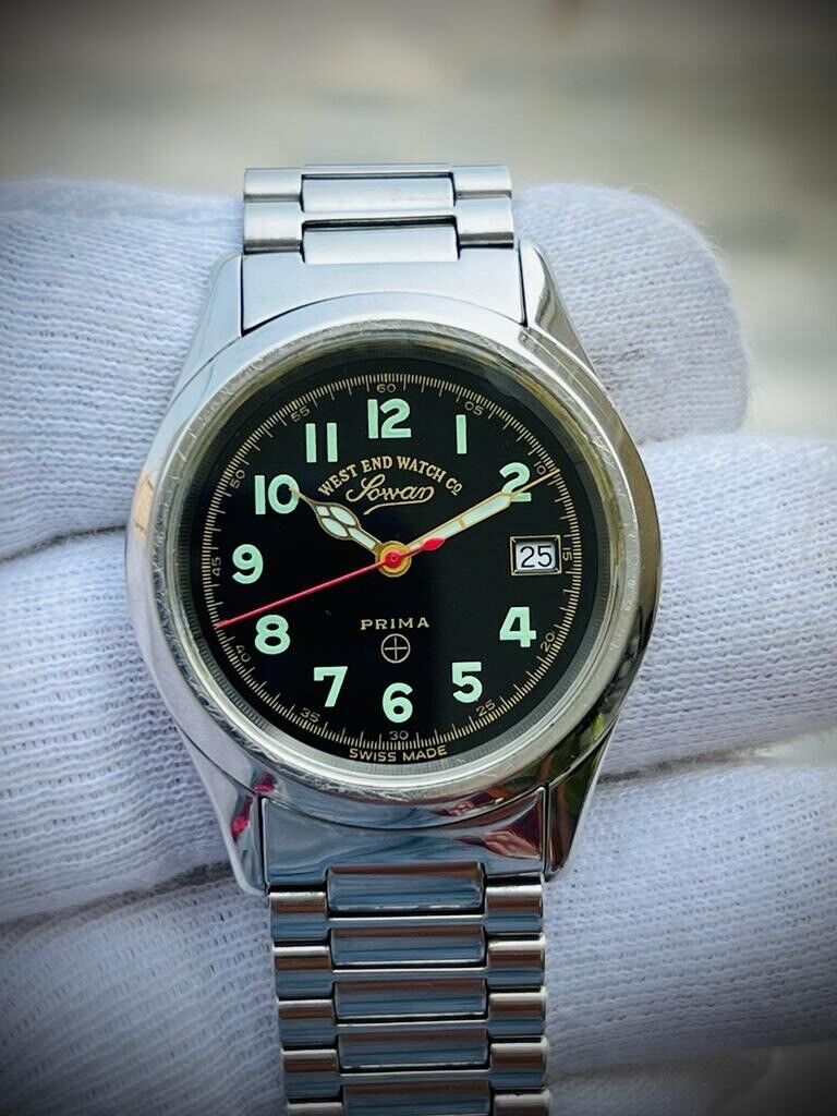 Vintage West End Black Dial 34mm Quartz Gents Watch Swiss Made, Perfect - Grab A Watch Co