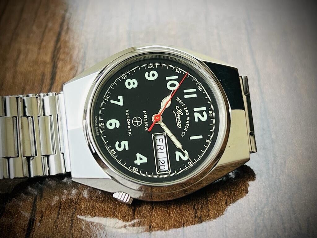 Vintage West End Black Dial 36mm Automatic Gents Watch Swiss Made, Perfect - Grab A Watch Co