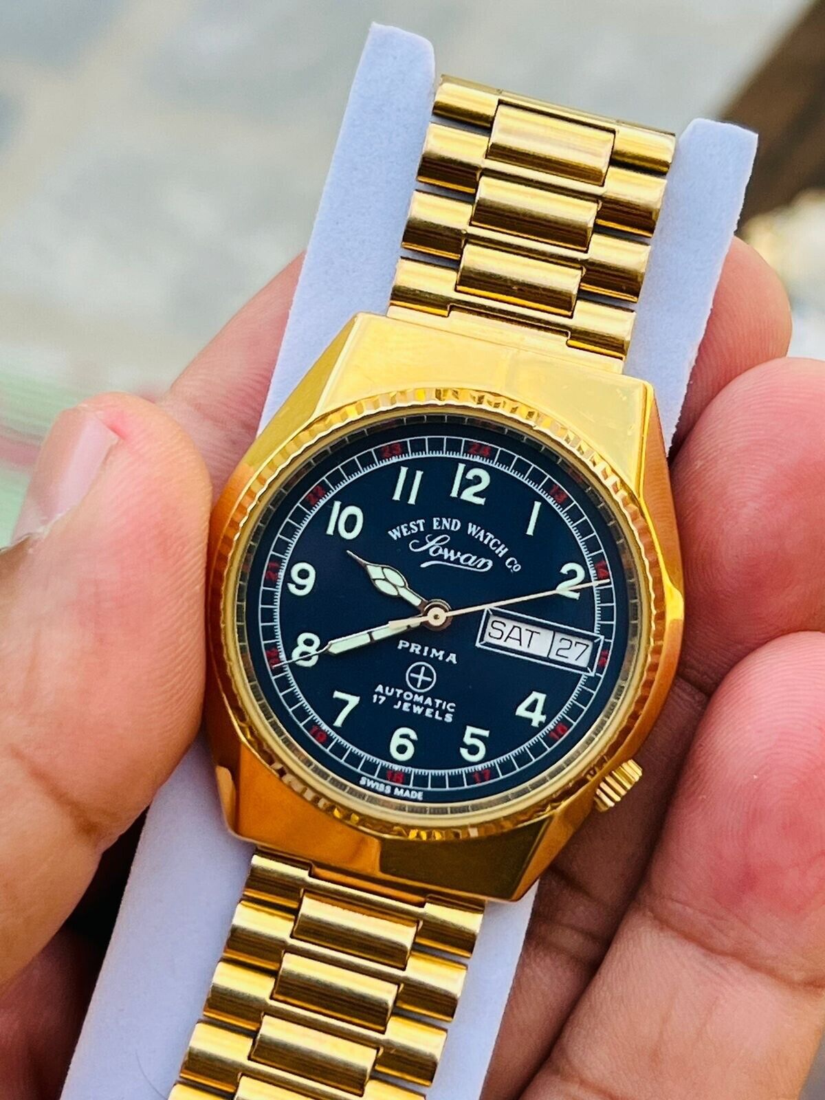 Vintage West End Black Dial 36mm Automatic Gents Watch Swiss Made, Rare Model - Grab A Watch Co
