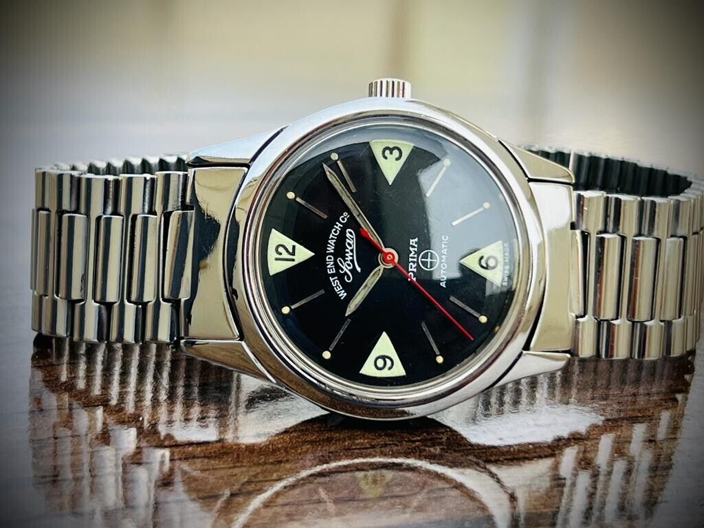 Vintage West End Black Dial 39mm Automatic Gents Watch Swiss Made, Perfect - Grab A Watch Co