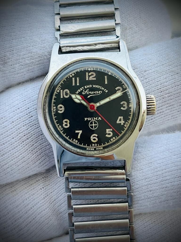 Vintage West End Black Dial Manual Wind Gents Watch 29mm Swiss Made - Grab A Watch Co