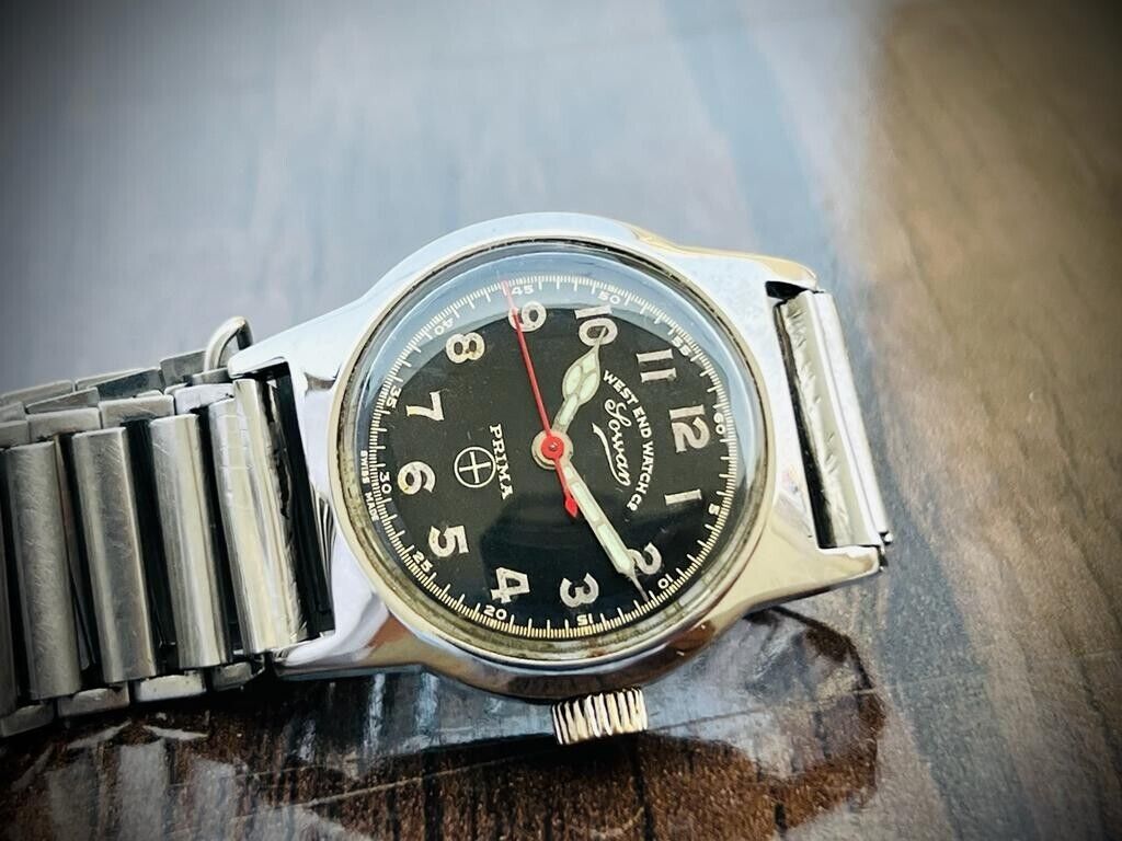 Vintage West End Black Dial Manual Wind Gents Watch 29mm Swiss Made - Grab A Watch Co