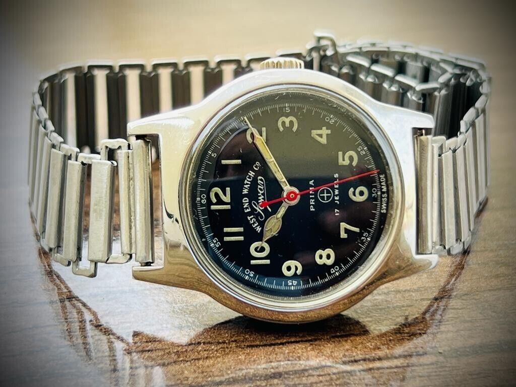 Vintage West End Black Dial Manual Wind Gents Watch 32mm, Swiss Made - Grab A Watch Co
