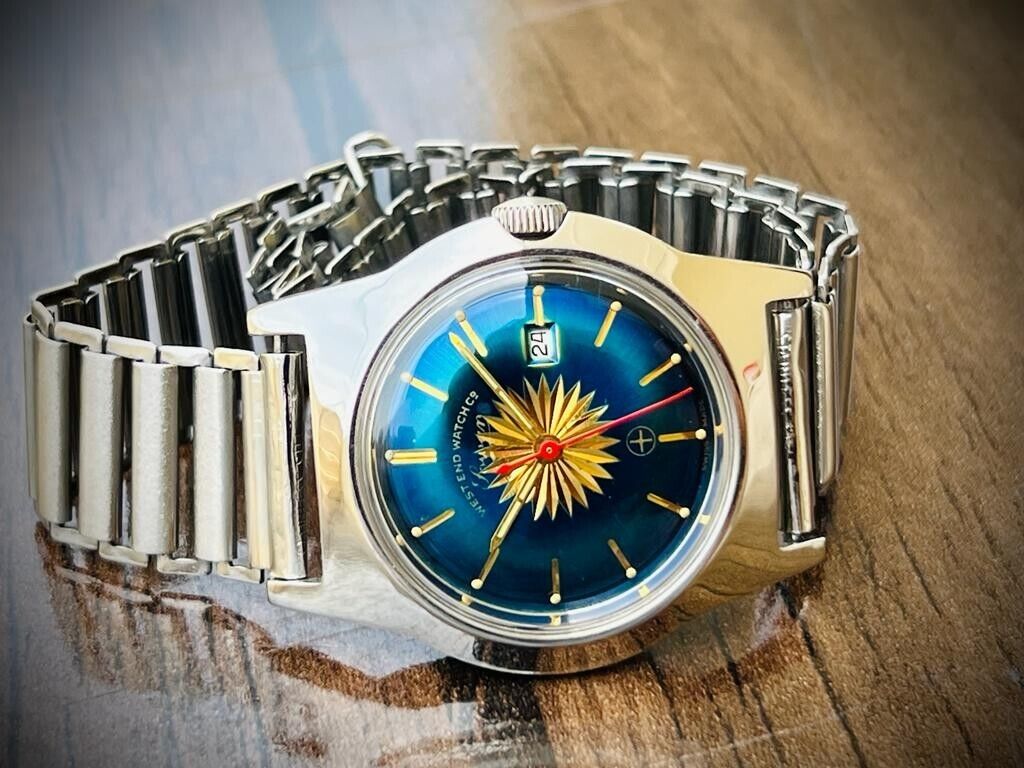 Vintage West End Blue Dial Manual Wind Gents Watch 34mm, Swiss Made - Grab A Watch Co